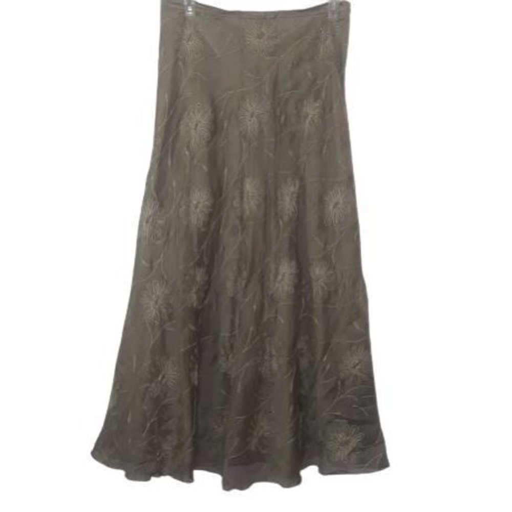 Vintage Chetta B Succotash Floral A Line Maxi Skirt in Sage Green
